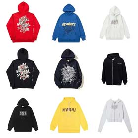 Sp5der Navy Phobia NY spider web print hoodie-2112