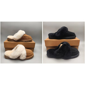 UGG Casual Collection Loria Fur Comfortable and Simple Closed-Toe Slippers-4508