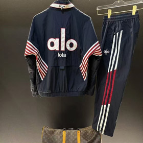 ALO Stand-Collar Windbreaker & Cuffed Joggers Two-Piece Set-6696  
