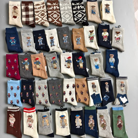 Polo Ralph Lauren Casual Cotton Crew Socks with Cartoon Bear Motif-6705  